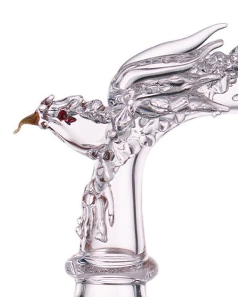 Close up of the hand blown glass eagle on the Luminous B banger