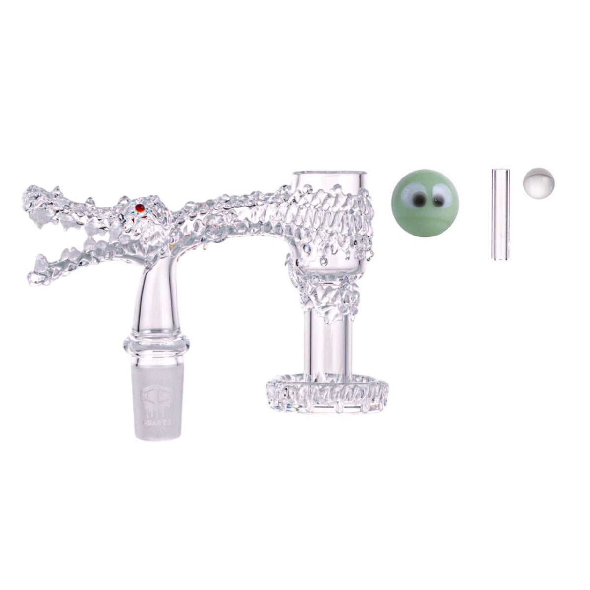 14mm male full weld banger with premium crocodile artwork by IC Quartz