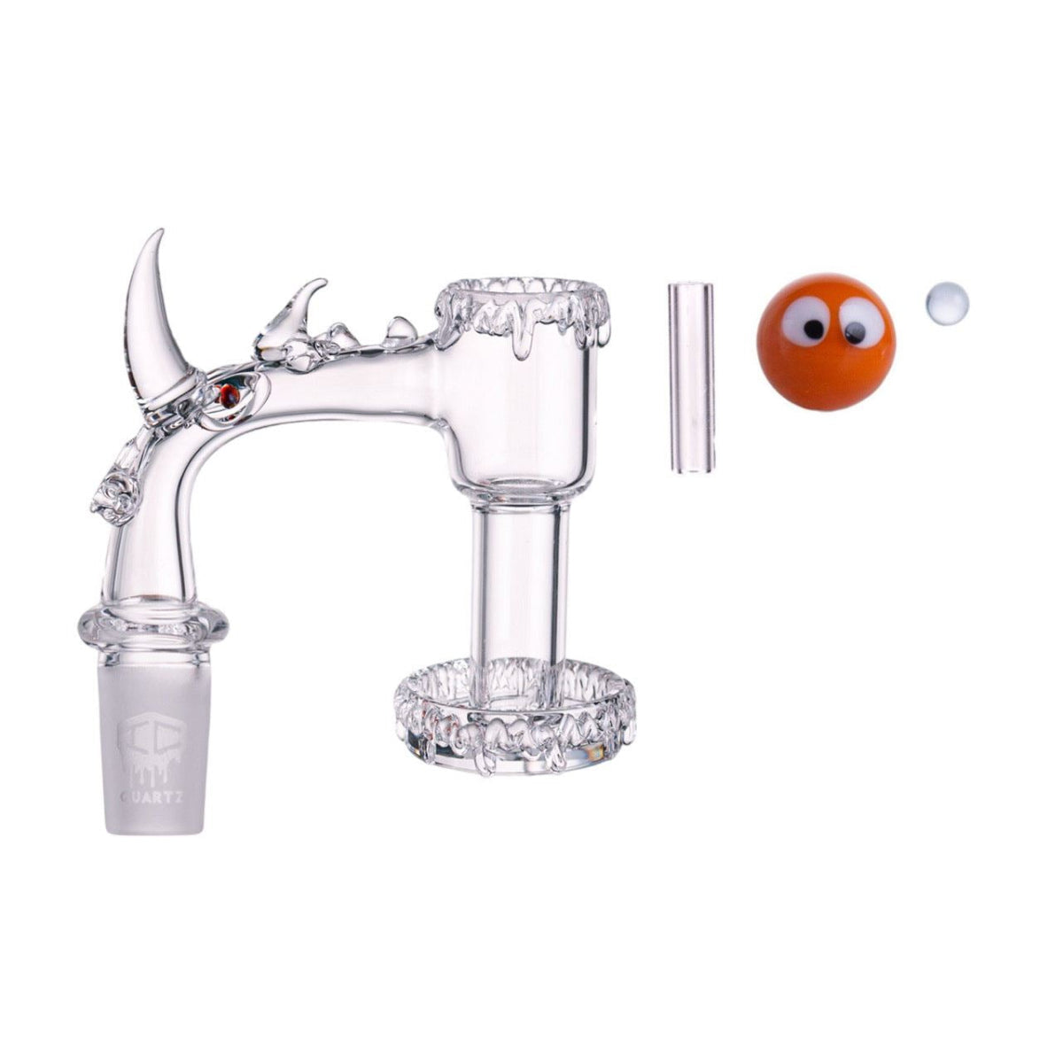 14mm male full weld quartz banger with dripping rim and rhino art