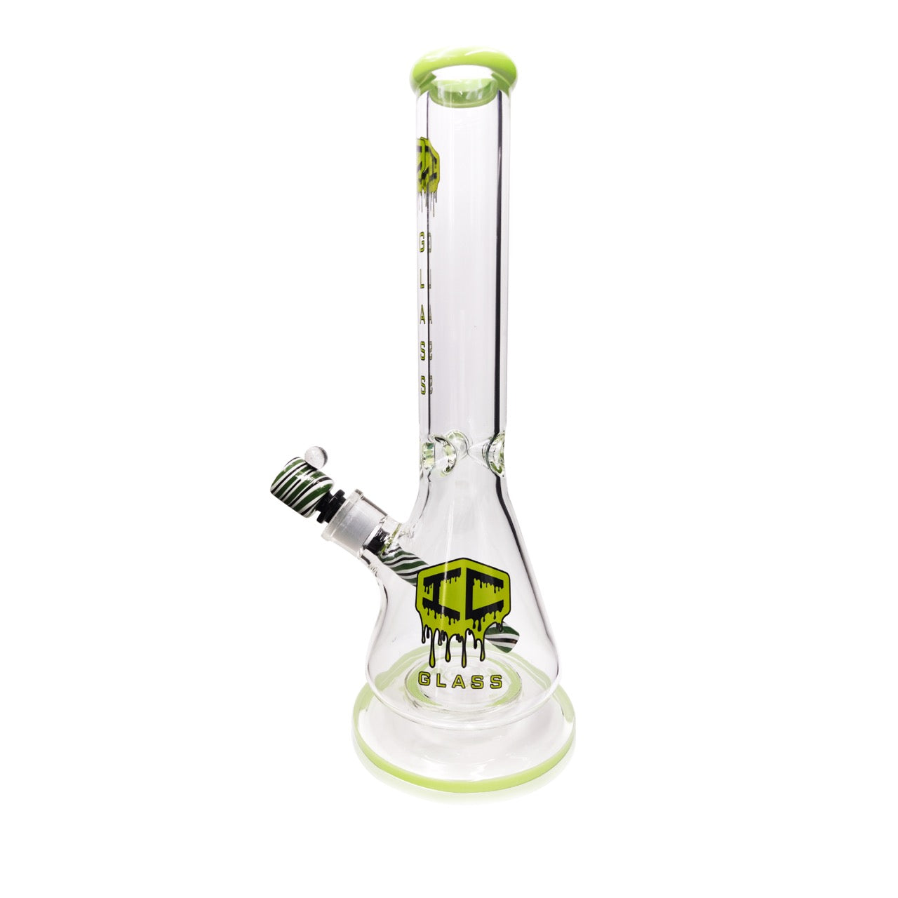 15-inch IC Glass Beaker with Colored Mouthpiece & Wig wag Design