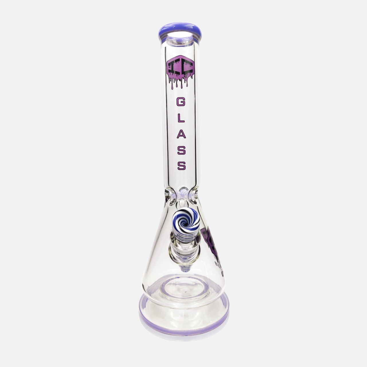 15-inch IC Glass Beaker with Colored Mouthpiece & Wig wag Design
