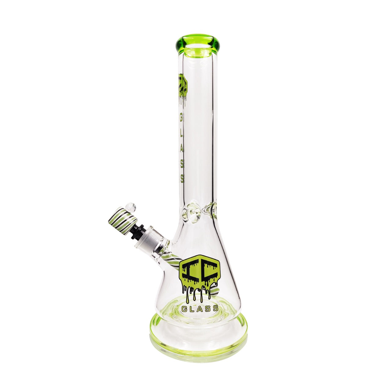 15-inch IC Glass Beaker with Colored Mouthpiece & Wig wag Design