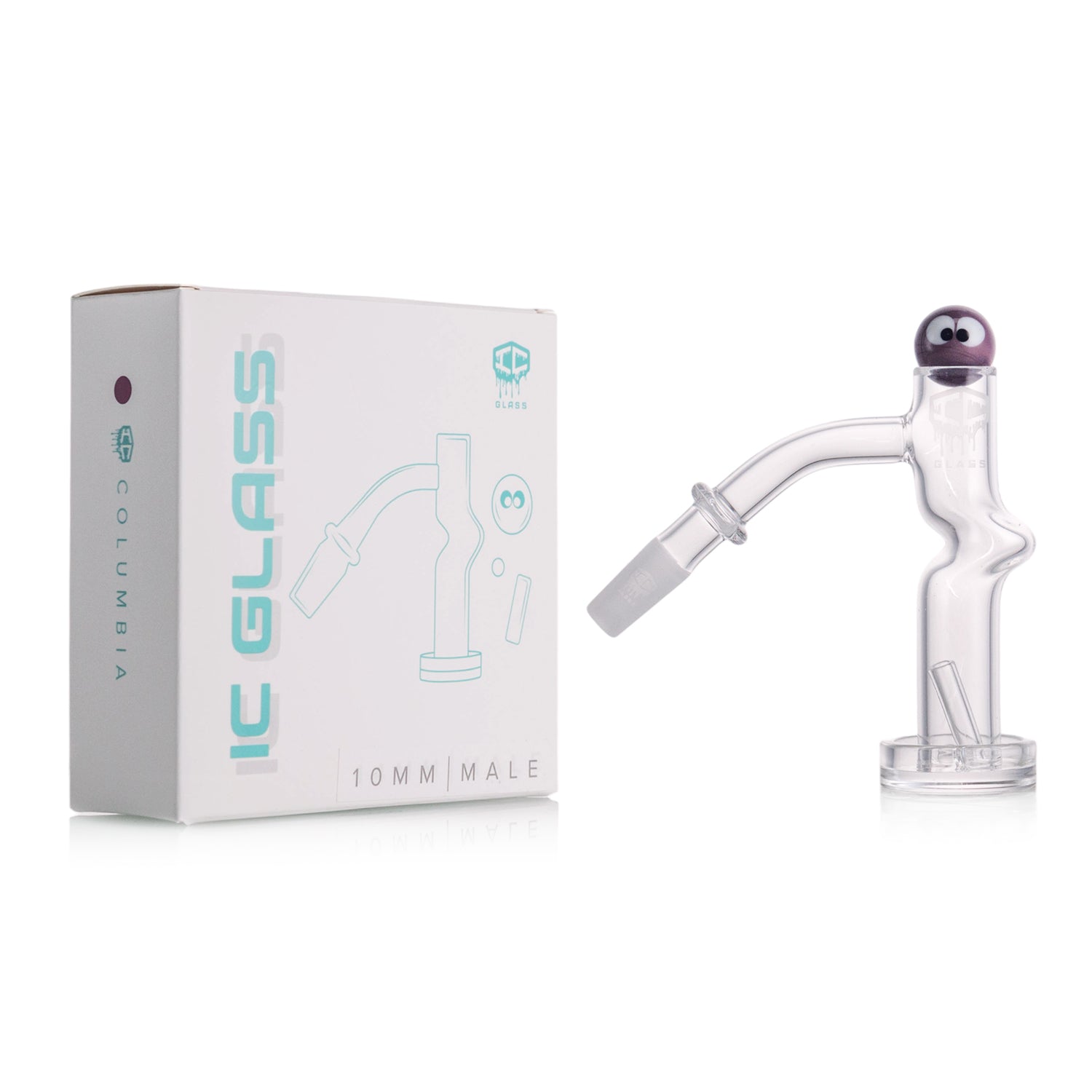 IC Glass - Columbia | 10mm 45D Quartz Banger | ncludes Carb Cap, Terp Balls | 5 Colors