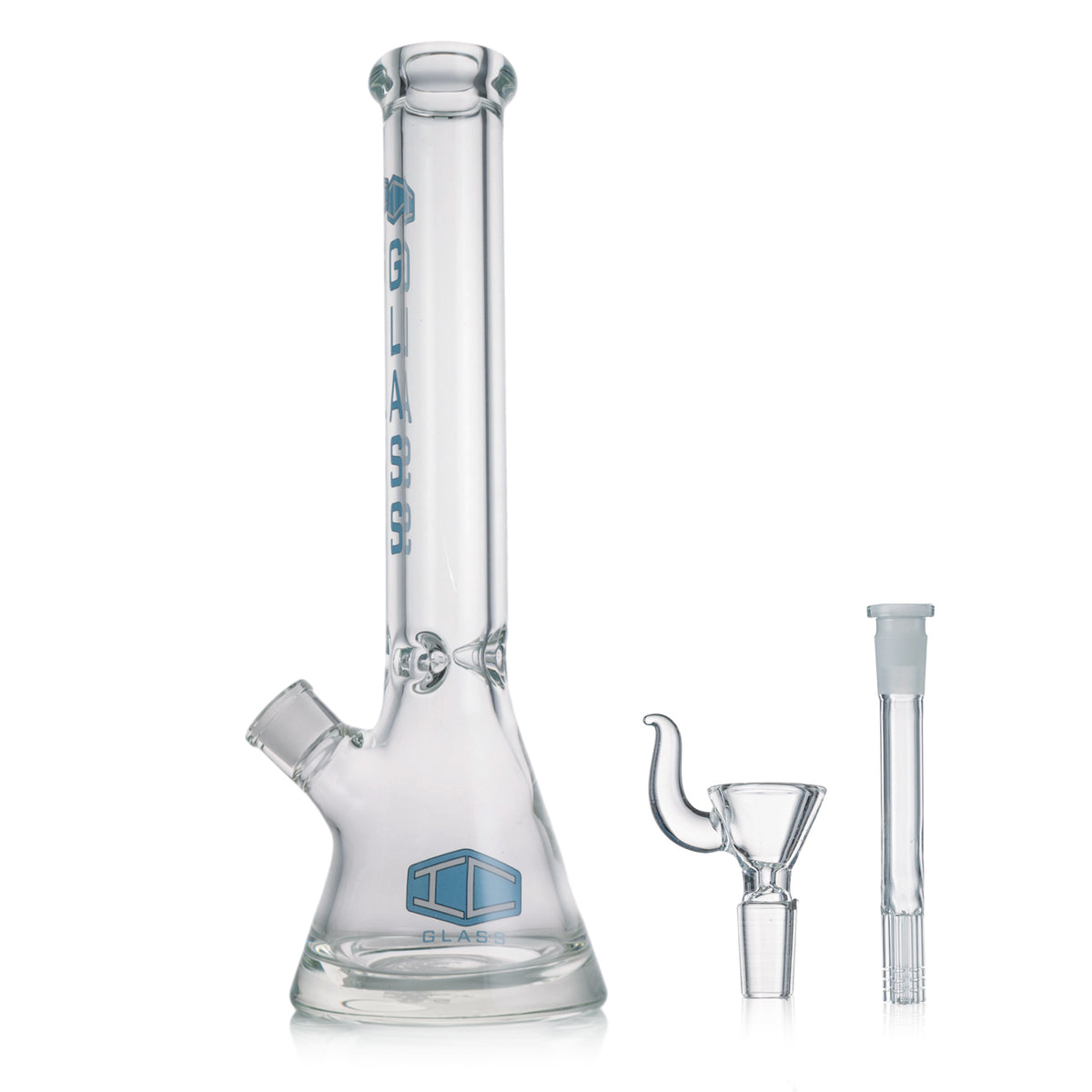 IC GLASS - Heavy Base Beaker with tree arm perc downstem | 16" Inch, 9MM Thick Glass Water Pipe | ICBK1012