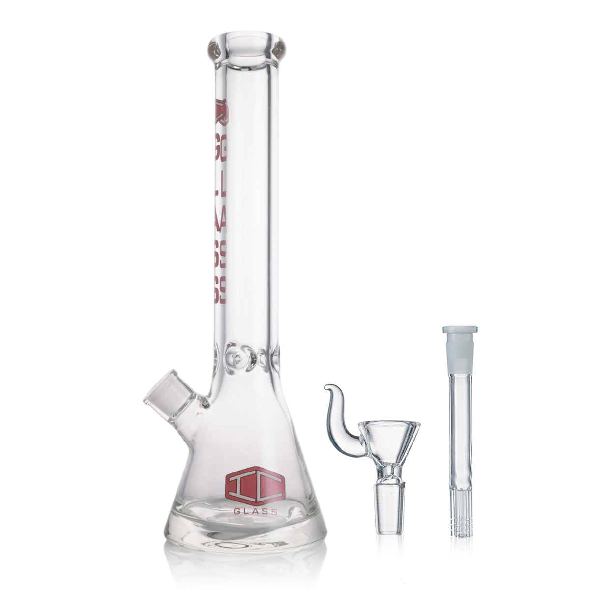 IC GLASS - Heavy Base Beaker with tree arm perc downstem | 16" Inch, 9MM Thick Glass Water Pipe | ICBK1012
