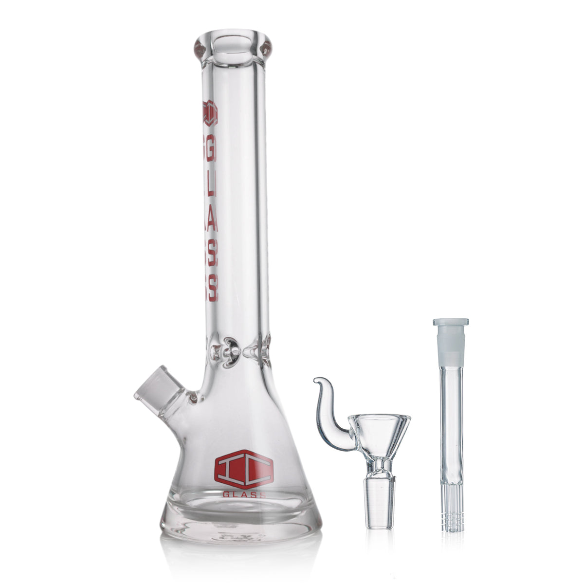IC GLASS - Heavy Base Beaker with tree arm perc downstem | 16" Inch, 9MM Thick Glass Water Pipe | ICBK1012