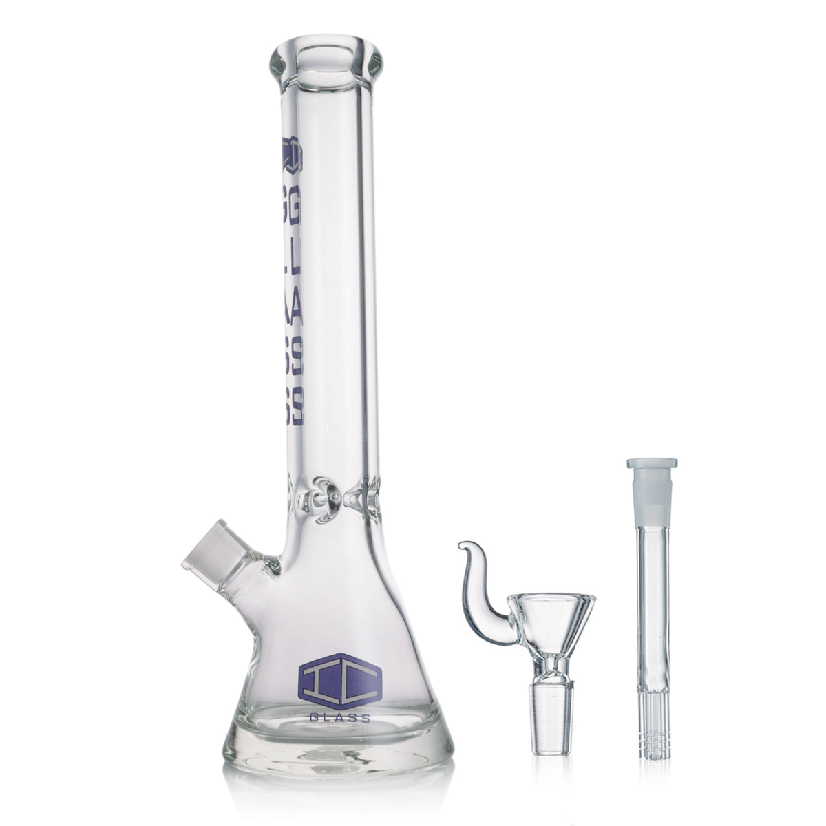 IC GLASS - Heavy Base Beaker with tree arm perc downstem | 16" Inch, 9MM Thick Glass Water Pipe | ICBK1012