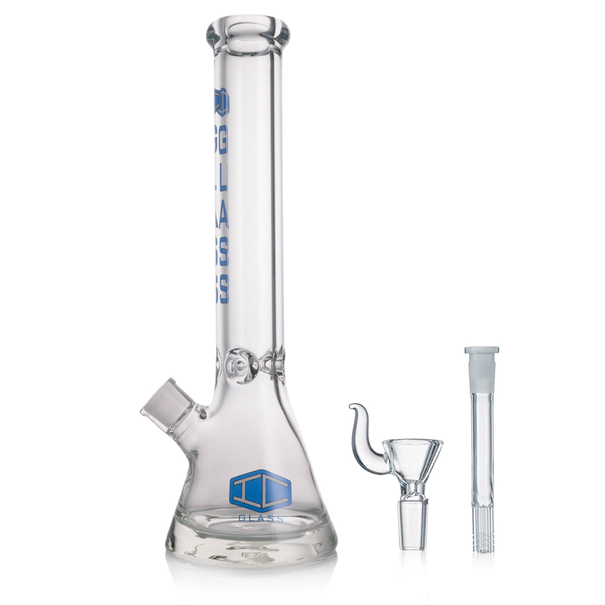 IC GLASS - Heavy Base Beaker with tree arm perc downstem | 16" Inch, 9MM Thick Glass Water Pipe | ICBK1012