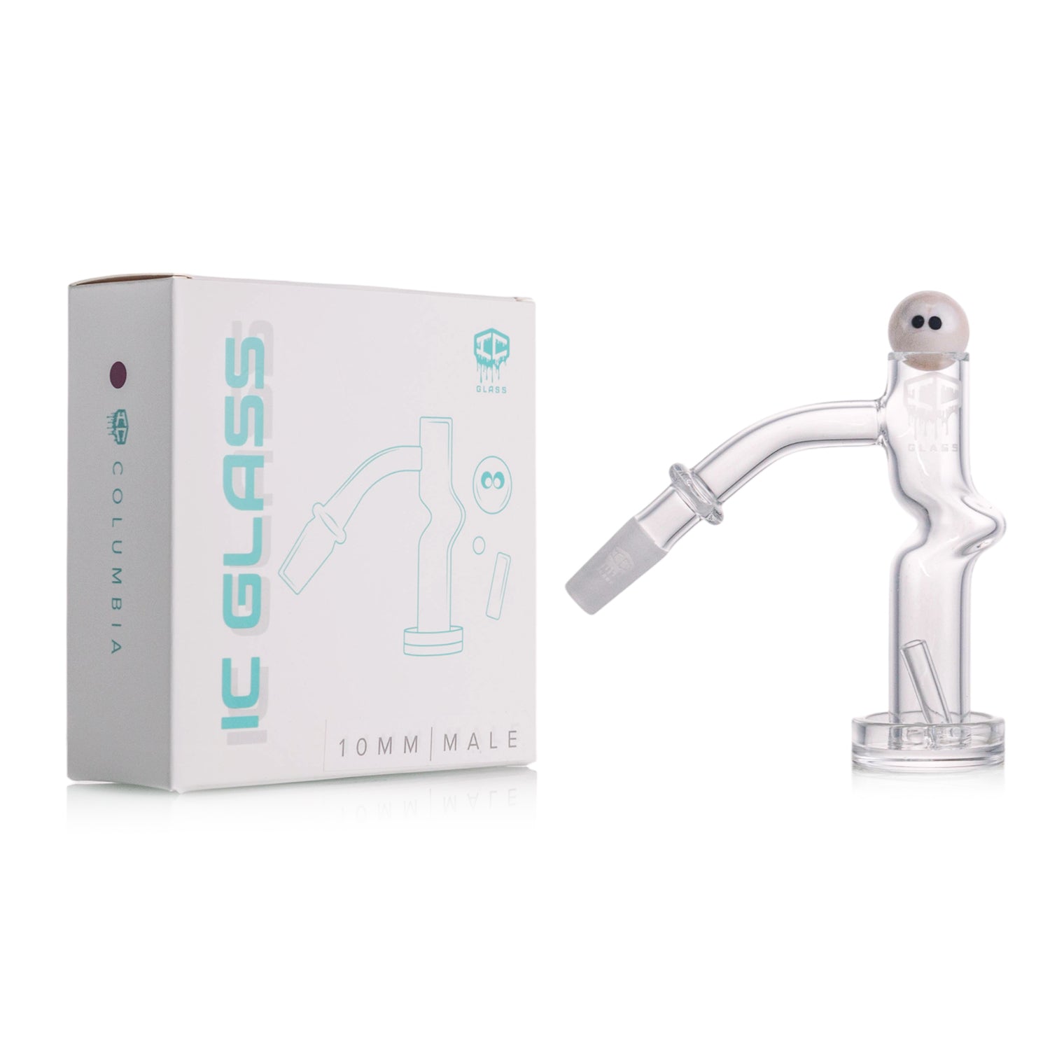 IC Glass - Columbia | 10mm 45D Quartz Banger | ncludes Carb Cap, Terp Balls | 5 Colors