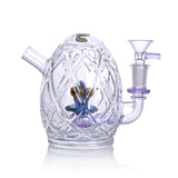 6-inch glass recycler with circle perc and cartoon snail topper