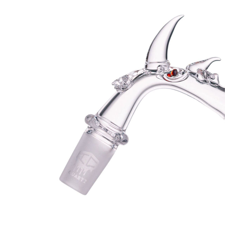 Close-up of rhino face fused into luminous quartz banger