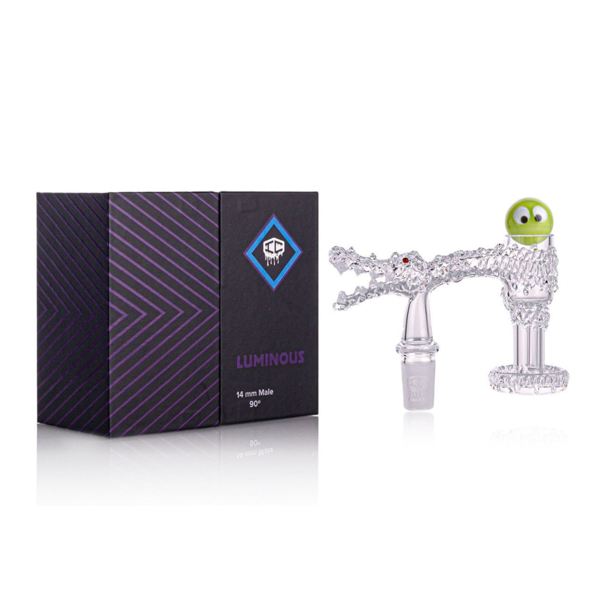 Crocodile head design fused into luminous banger with airflow slits