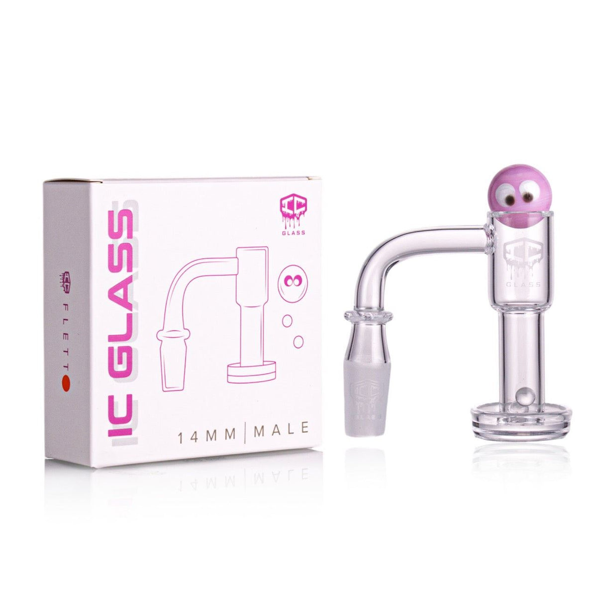 IC GLASS - FLEET 14mm Male 90D Banger| Includes Carb Cap, Terp Balls & Sticker