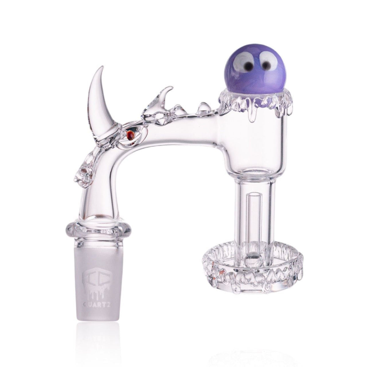 Dripping rim design on luminous rhino quartz banger by IC Glass