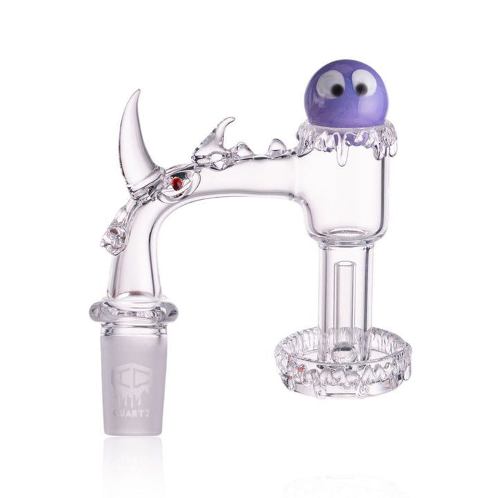 Dripping rim design on luminous rhino quartz banger by IC Glass