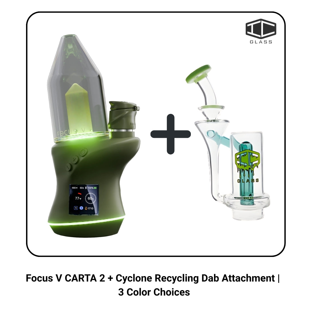 Focus V Carta 2 electric dab rig with cyclone recycler attachment, Forest