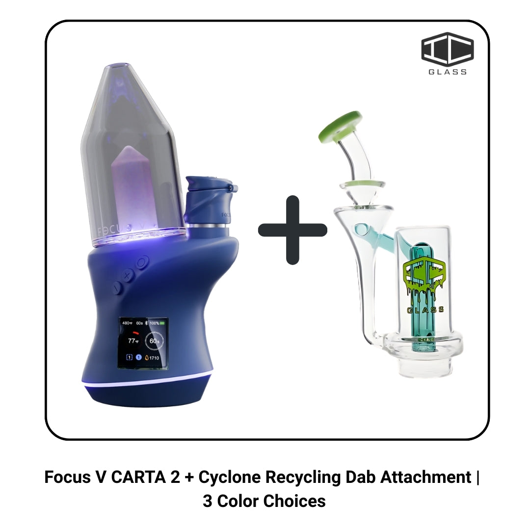 Focus V Carta 2 electric dab rig with cyclone recycler attachment, grape