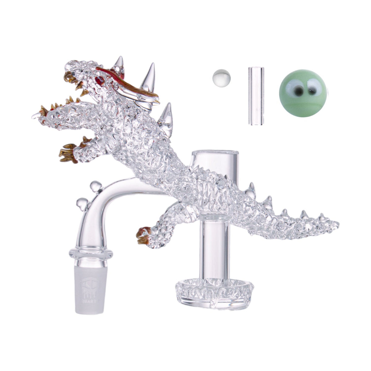 Godzilla Hand-Blown Design on IC Quartz LUMINOUS H 14mm Male Banger