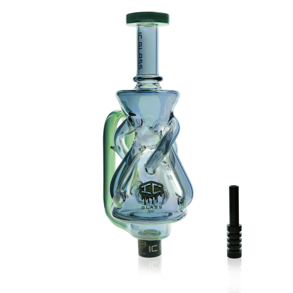 IC Glass - Oklahoma | Fumed dual chamber Recycler Nectar Collector with perc | Includes 6 Accessories  | ICNC2032