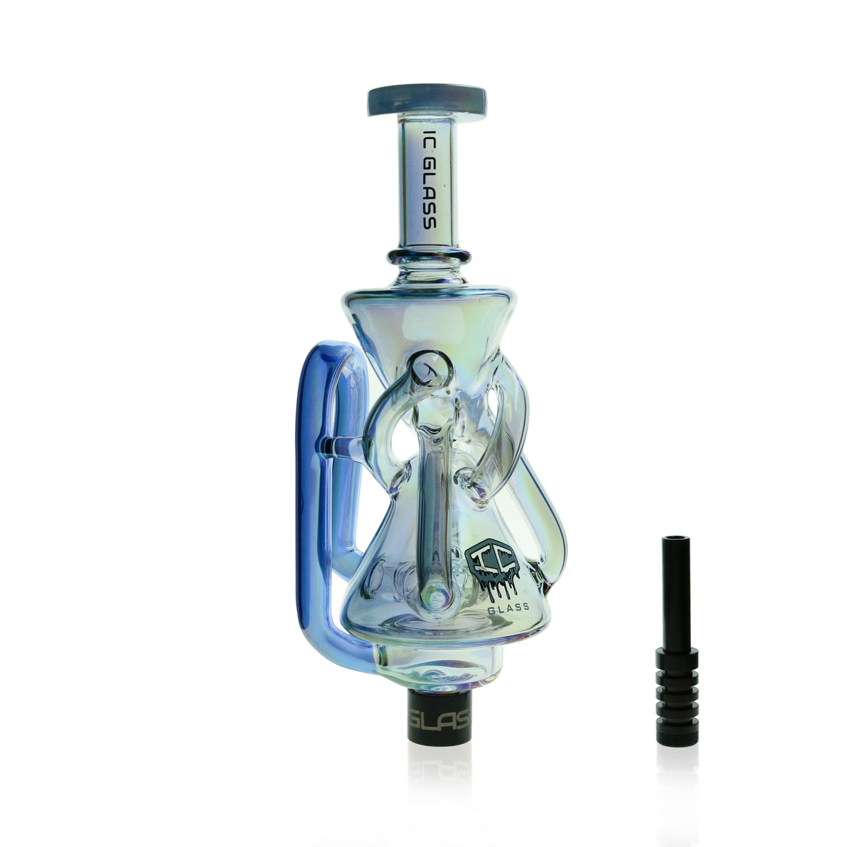 IC Glass - Oklahoma | Fumed dual chamber Recycler Nectar Collector with perc | Includes 6 Accessories  | ICNC2032