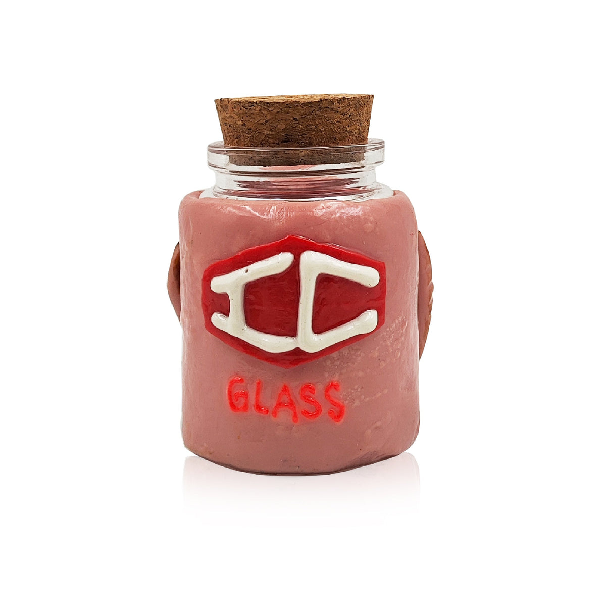 One-eyed monster glass stash jar with cork lid
