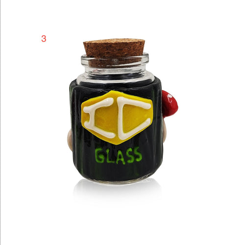 Eye and mushroom glass stash jar with cork lid