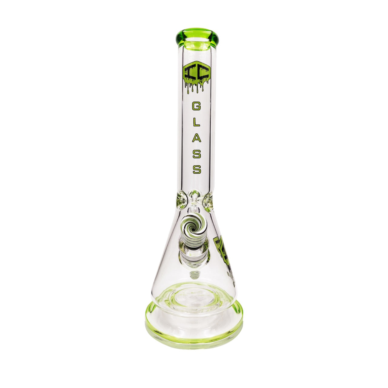 15-inch IC Glass Beaker with Colored Mouthpiece & Wig wag Design