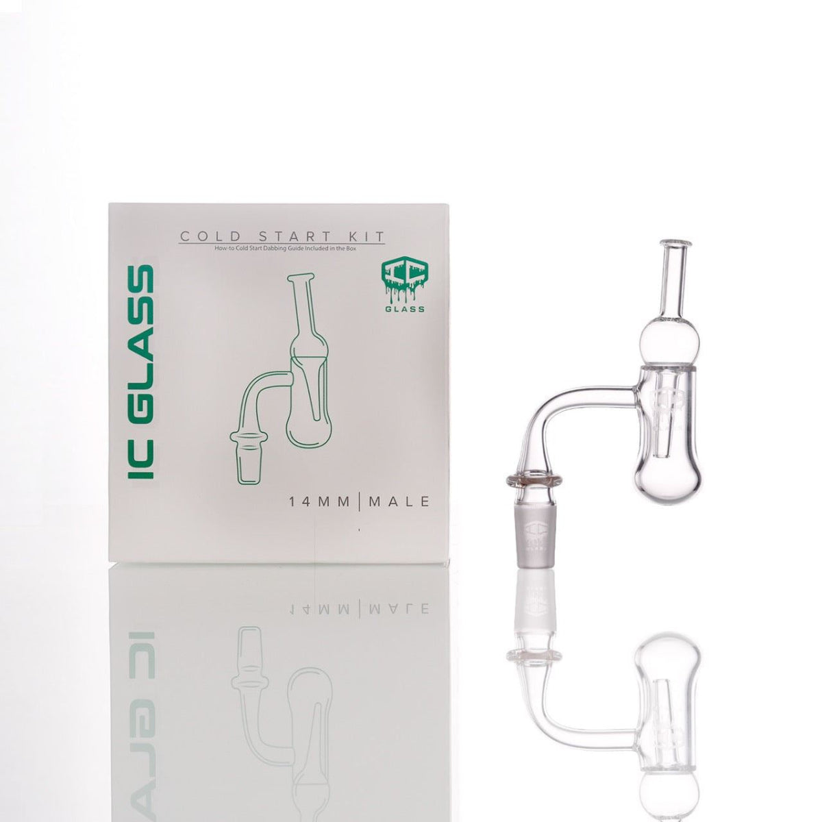 IC Glass Aeolus 14mm 45 degree cold start quartz banger kit unboxed with all accessories flat lay
