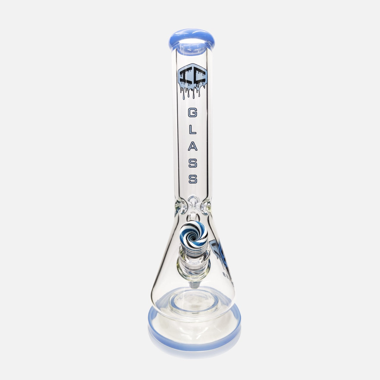 15-inch IC Glass Beaker with Colored Mouthpiece & Wig wag Design