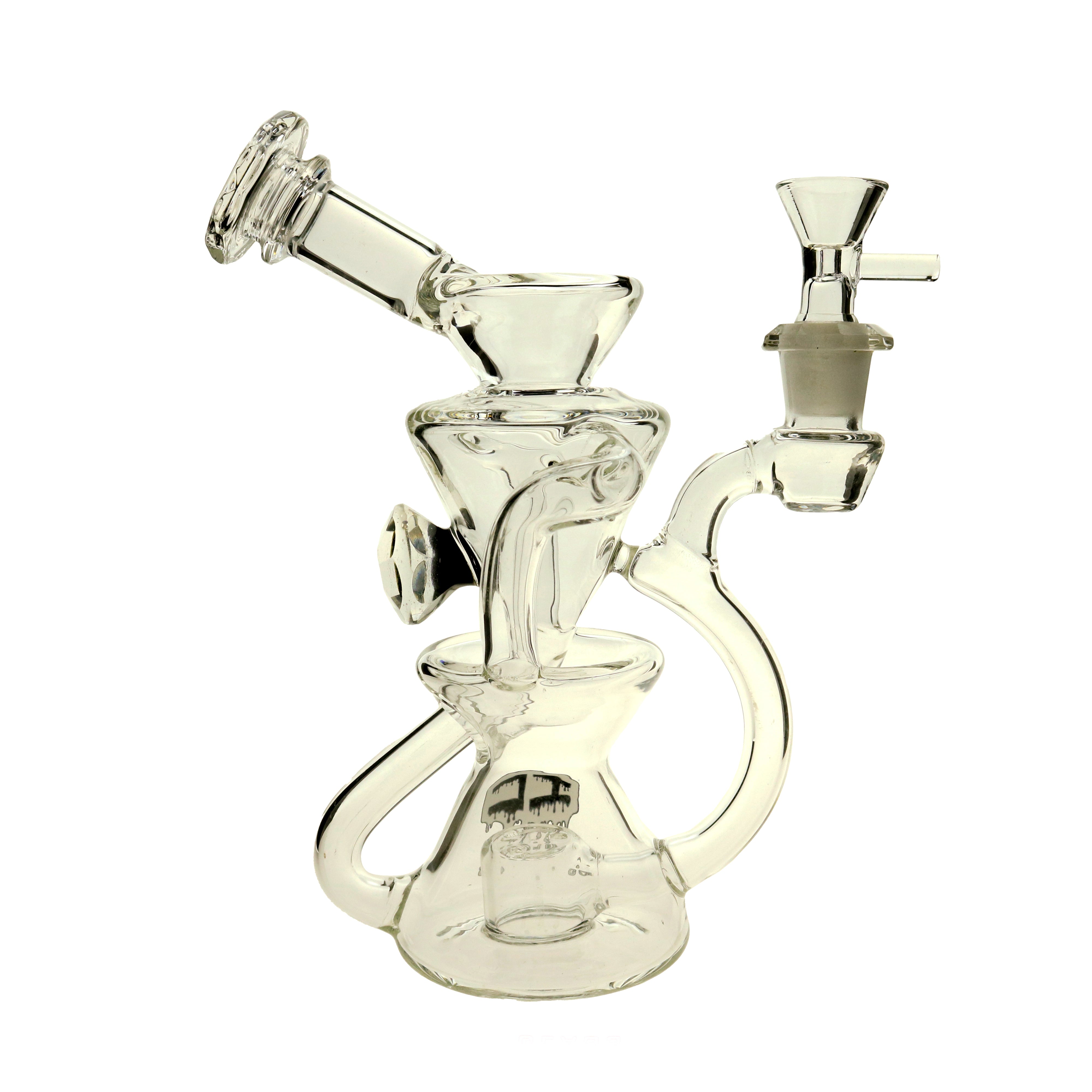 IC Glass - Recycler with Dichroic Diamond on Side | 6" Disc Perc | 14mm Flower Bowl