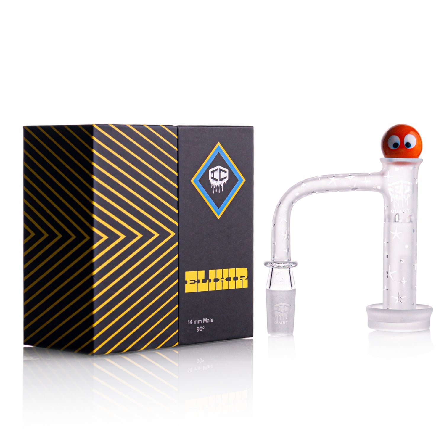 IC Quartz - ELIXIR | 14mm Male 90D Banger | Includes Carb Cap, Terp Balls - ic glass
