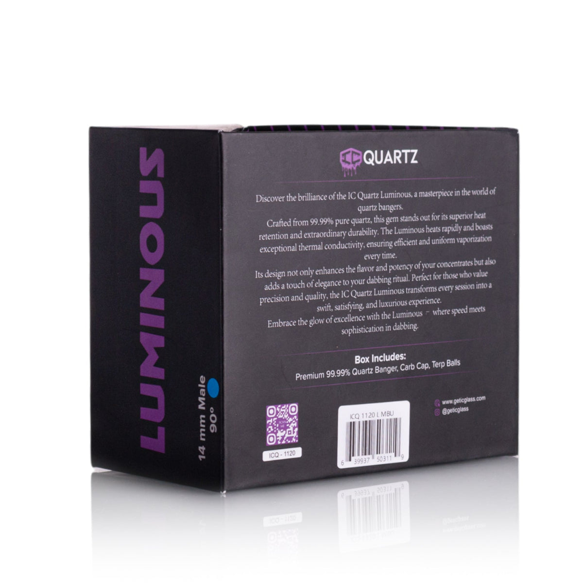 IC Quartz LUMINOUS L 14mm Male Banger with Airflow Slits