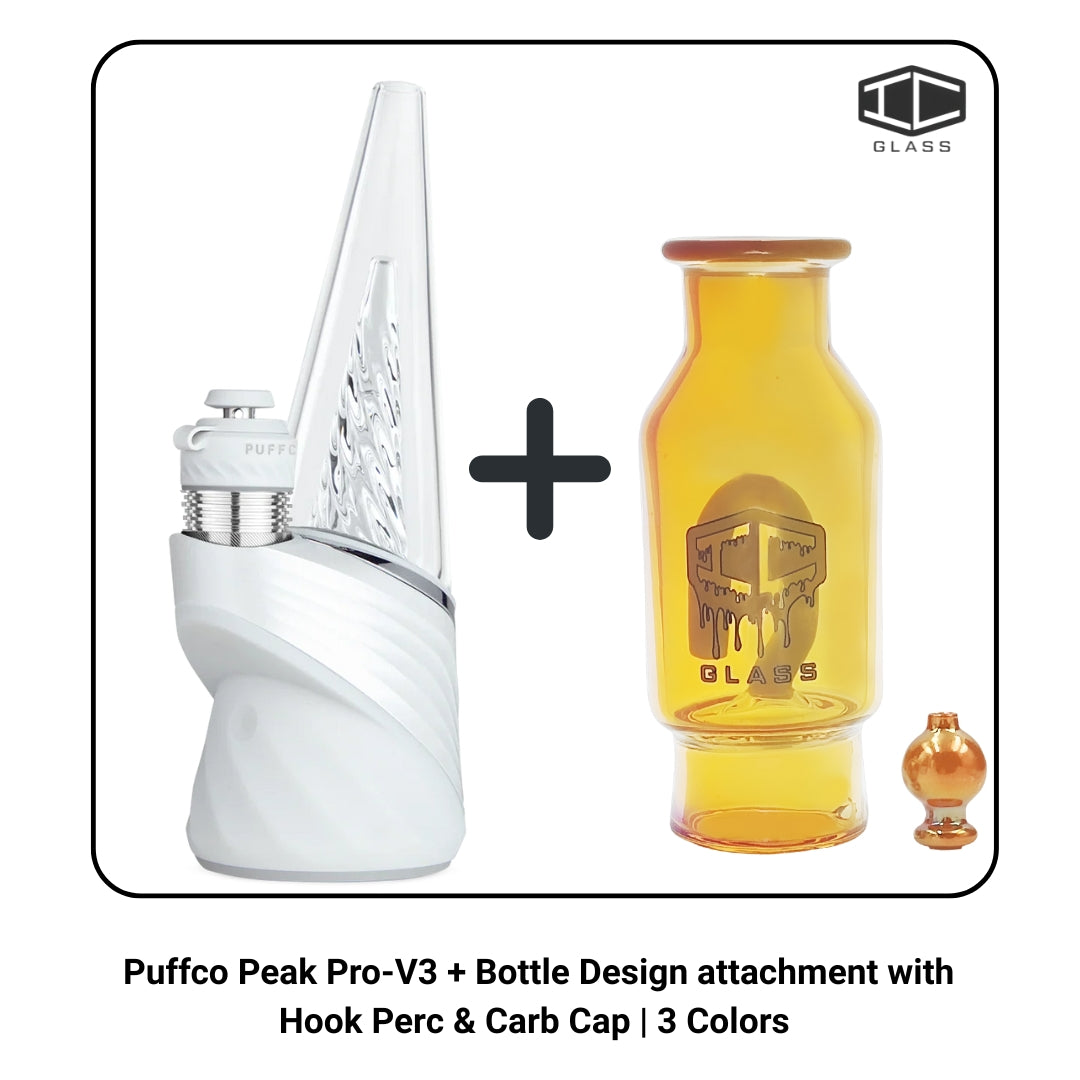 Puffco Peak Pro 3DXL + Bottle Design attachment with Hook Perc & Carb Cap | 3 Colors