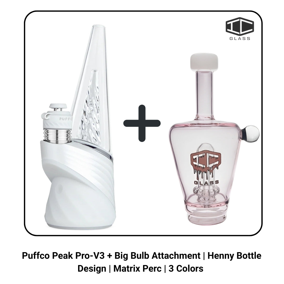 Puffco Peak Pro-V3 + Big Bulb Attachment | Henny Bottle Design | Matrix Perc | 3 Colors