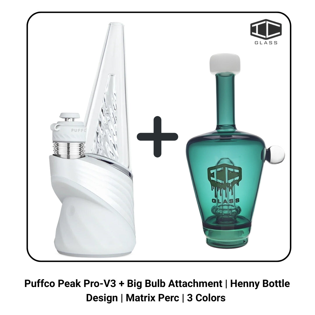 Puffco Peak Pro-V3 + Big Bulb Attachment | Henny Bottle Design | Matrix Perc | 3 Colors