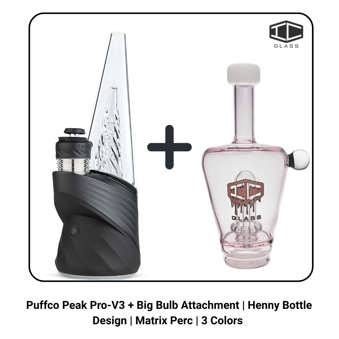Puffco Peak Pro-V3 + Big Bulb Attachment | Henny Bottle Design | Matrix Perc | 3 Colors