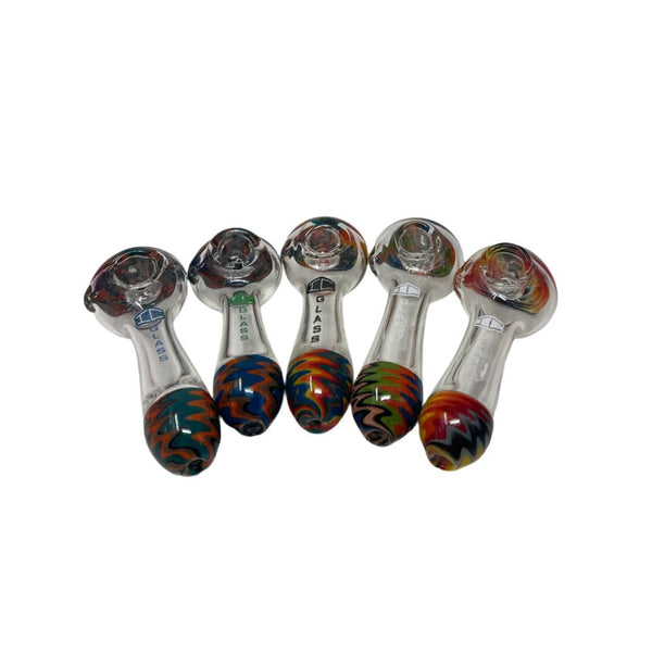 IC Glass -Clear Hand Pipe with screen & Wig Wag on head |  ICHP3036