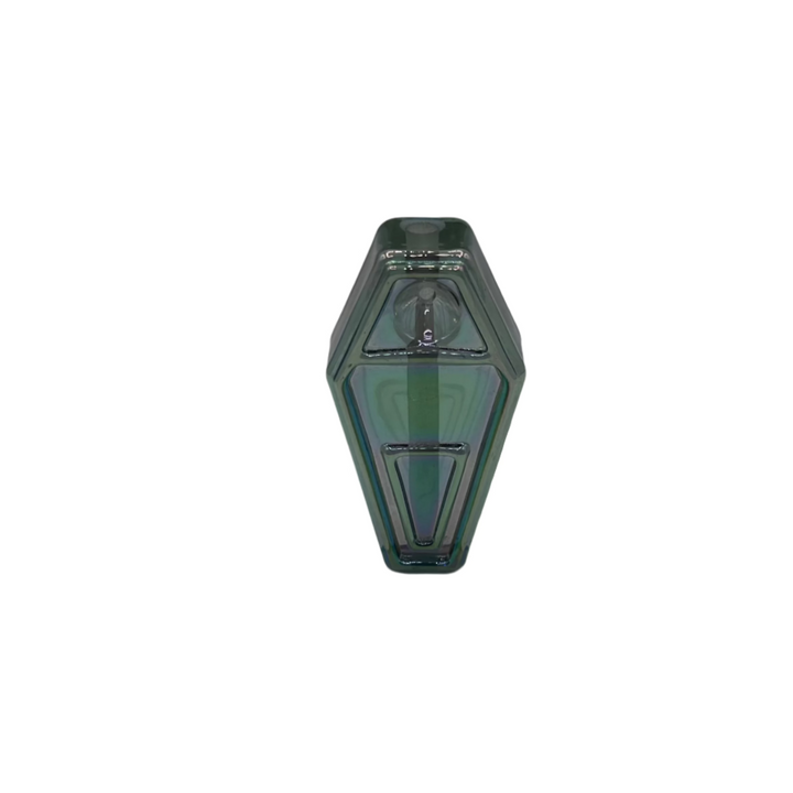 Close up of the bowl on the coffin shaped glass pipe