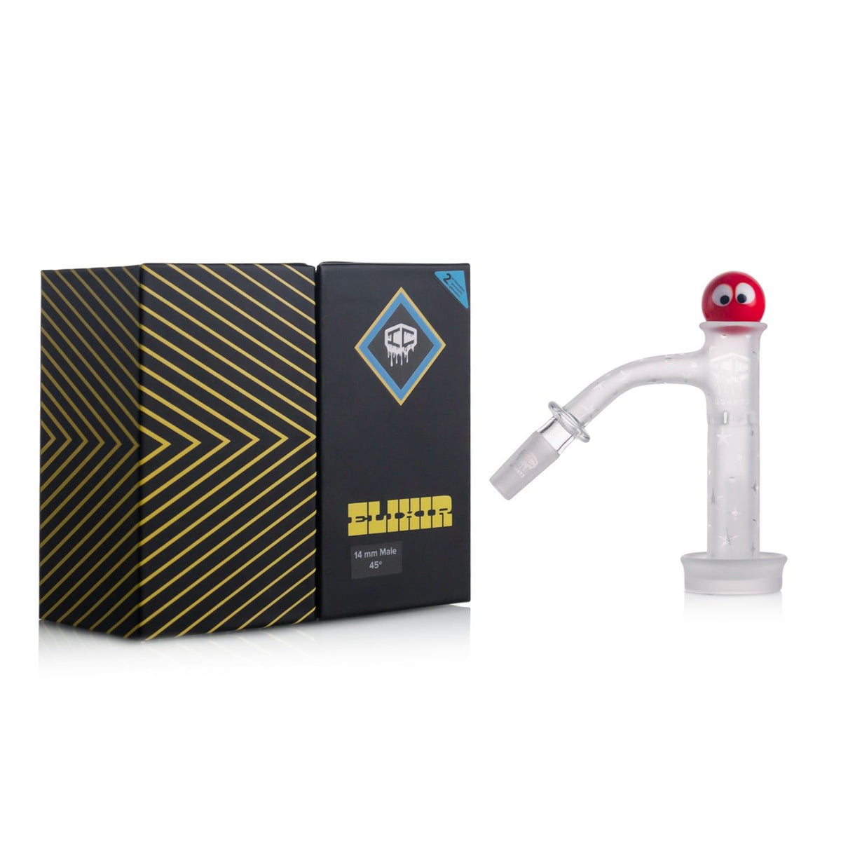 Elixir by IC Quartz 10mm 45 degree quartz dab banger with carb cap and terp balls, quartz banger accessory kit in 5 colors
