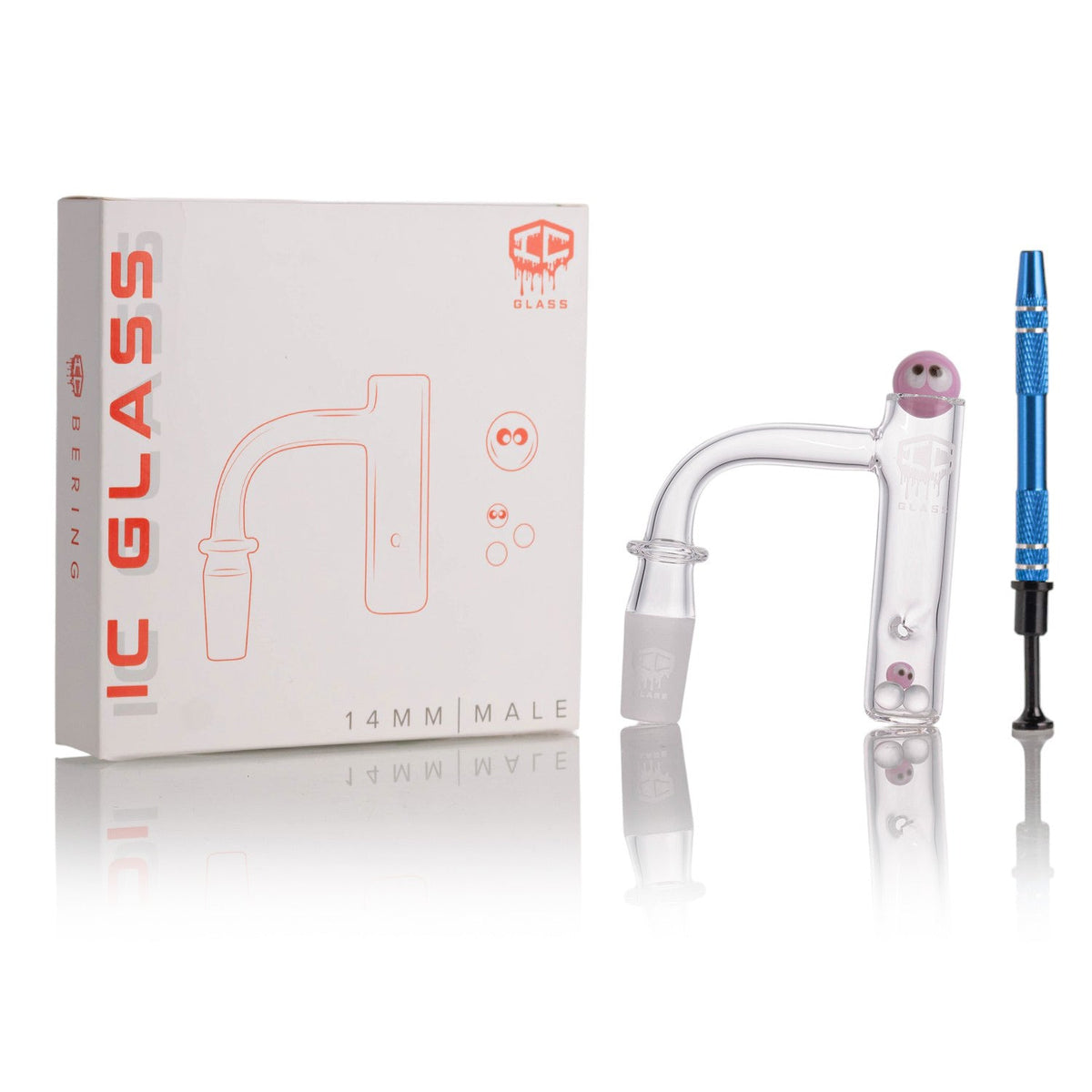 IC GLASS BERING double weld quartz banger front view 14mm male 90D