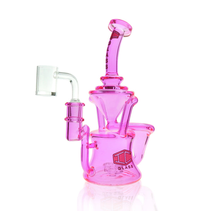 IC GLASS recycler rig with quartz banger side angle