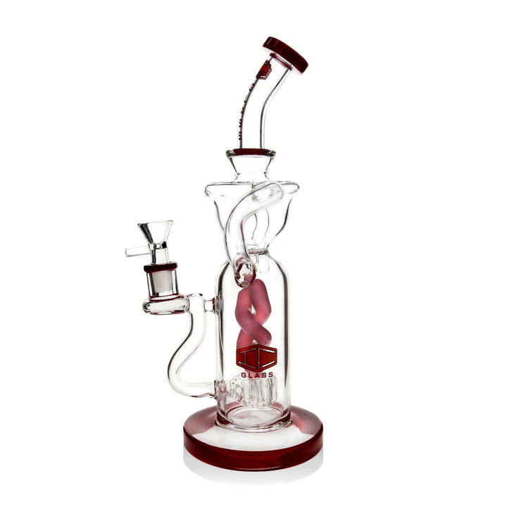 Mouthpiece and base detail of premium dual color recycler bong