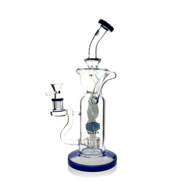 IC GLASS dual color recycler bong with twist perc front view