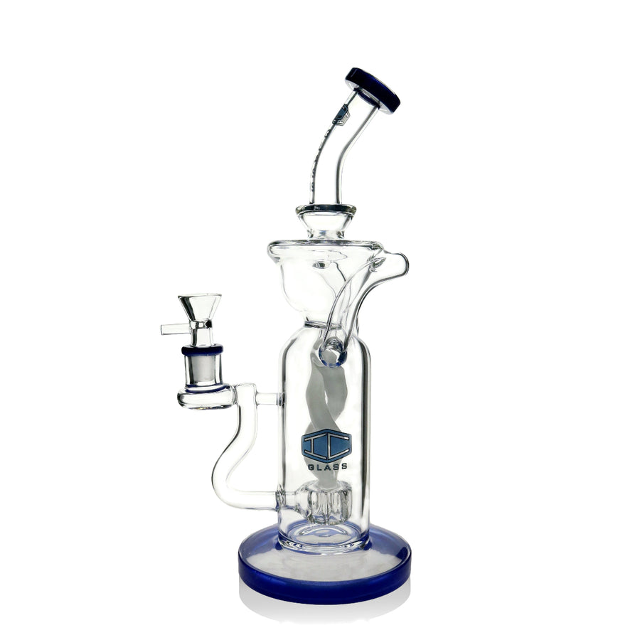IC GLASS Dual-Color Recycler Bong with Twist Perc – Premium Design