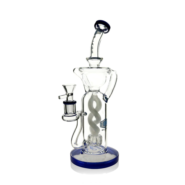 Side view of IC GLASS dual color recycler bong premium design