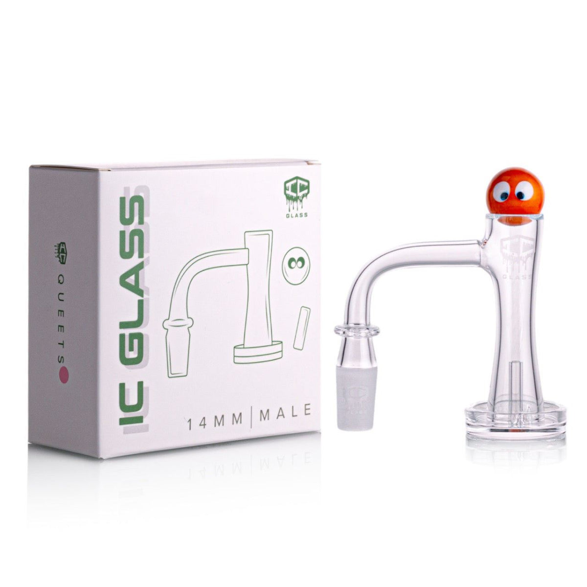 IC GLASS QUEETS 14mm male 90 degree banger kit with carb cap and terp balls