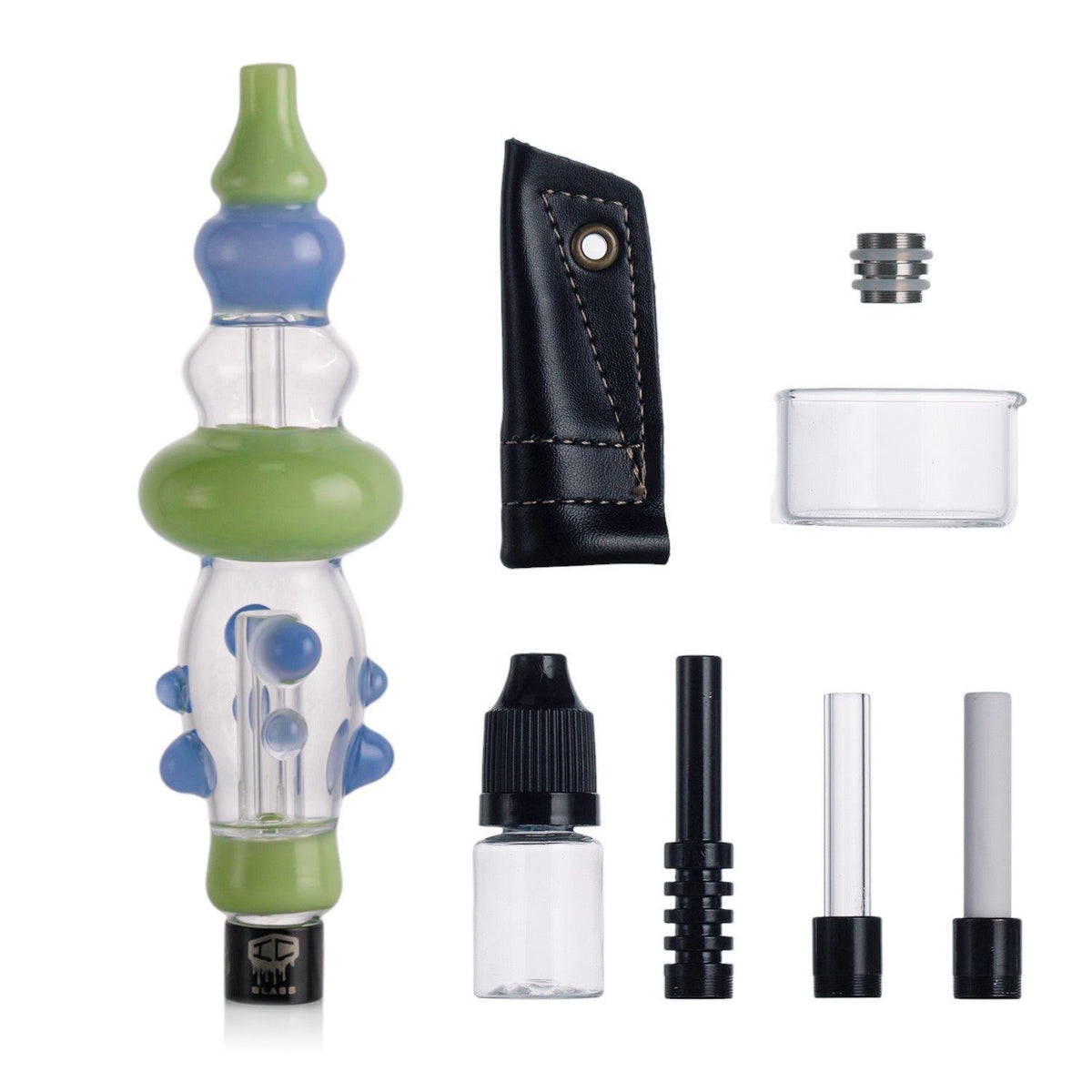 IC GLASS WAX WHIFF kit in lime green with 6 accessories and adapter for Huni Badger