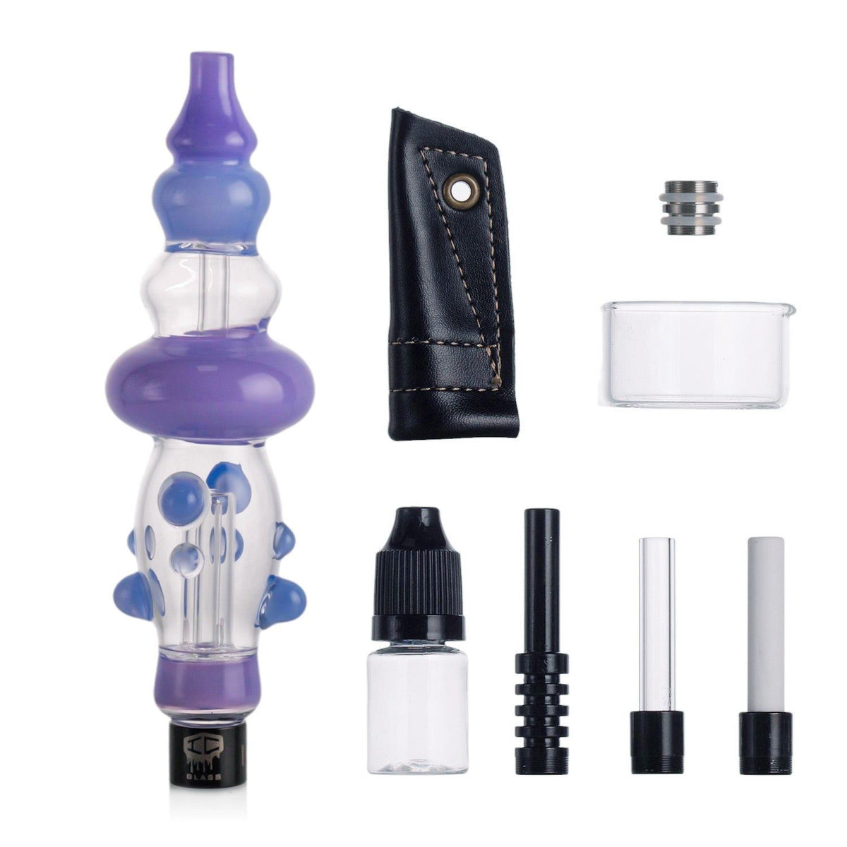 IC GLASS WAX WHIFF kit in purple with 6 accessories and adapter for Huni Badger