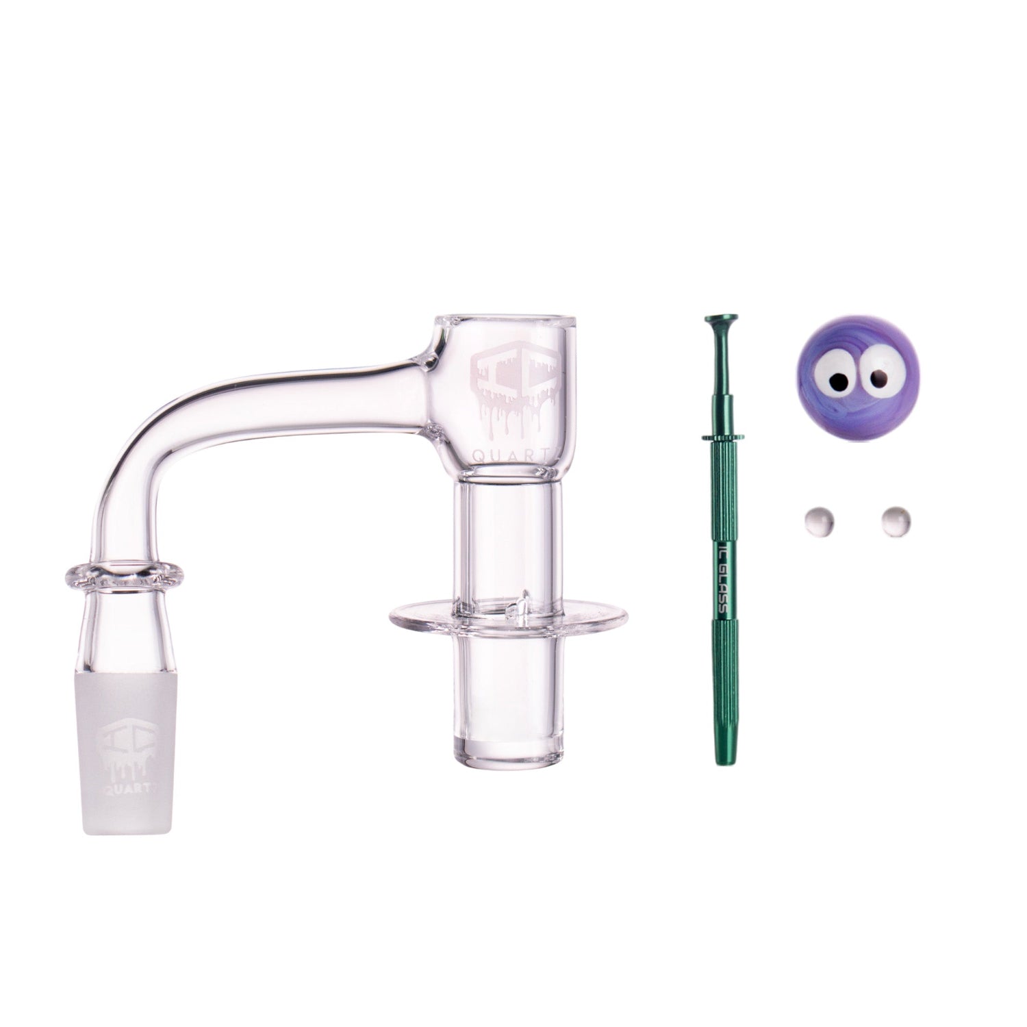 IC QUARTZ - ELEMENTAL | 14MM Male 90D Banger with Terp Ball Graber