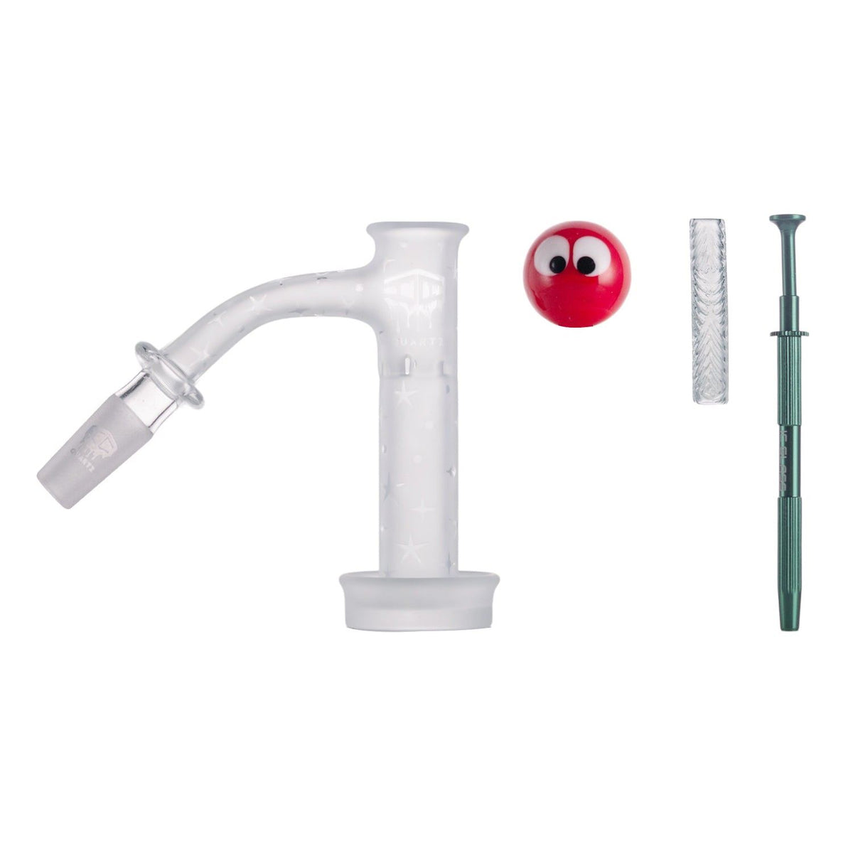 IC Quartz Elixir 10mm 45° quartz banger for dab rig including carb cap and terp balls, premium quartz dab banger kit in 5 colors